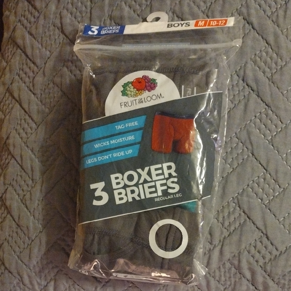 Fruit of the Loom Boys Gray, And Green Boxer Briefs 3 Pack​​